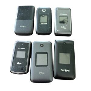 Lot of 6 Flip Phones Samsung LG Nokia TCL PARTS OR REPAIR ONLY AS IS